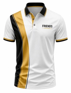 Polo de hombre de manga corta con bloques de color, transpirable, tejido, 100% algodón, diseño casual, logotipo frontal - Product Image 1