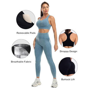 Ensemble de vêtements de sport pour femmes personnalisable en 3 pièces, taille XL, soutien-gorge de yoga sans couture, sans armatures, grande taille, broderie unie, prix abordable, OEM - Product Image 6