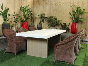 Modern Minimalist Concrete <b>Dining</b> <b>Table</b> with Solid <b>Wood</b> Base Lightweight Luxury <b>Dining</b> Furniture for Home and Villa - Product Image 3