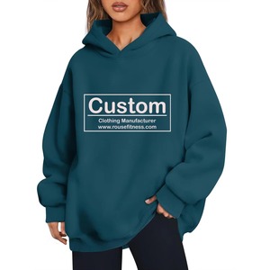 Sweat à capuche pour femme en polyester/coton de haute qualité, style oversize, tendance et cool, doublé à l'avant pour l'hiver et l'automne - Product Image 1