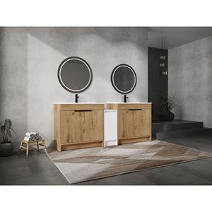 Mobile Bagno Freestanding da 84 Pollici con Lavabo in Ceramica, Armadietti Contenitori e Ante con Chiusura Ammortizzata 02436IMO*2+0312 - Product Image 3