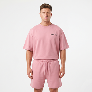 Ensembles décontractés sur mesure pour hommes : T-shirts et shorts 100 % coton épais, coupe ample et oversize, collection automne - Product Image 5