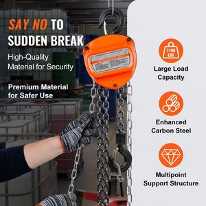 "10 FT 1100 LBS Hand Chain <b>Hoist</b> with Double Pawl Brake and G80 Galvanized Carbon Steel for Farm Use" - Product Image 4