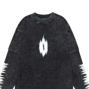 T-shirt décontracté pour hommes à manches longues double couche, délavé à l'acide, personnalisé par les fabricants - Product Image 6