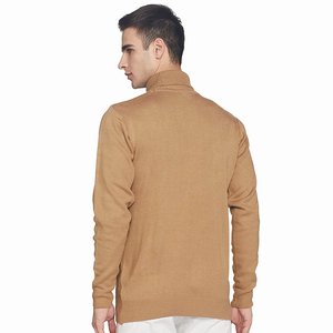 Pull-over à col haut personnalisé OEM pour hommes, tricots en jacquard uni, laine cachemire, torsadée, demi-quart de fermeture éclair, polaire d'hiver - Product Image 3