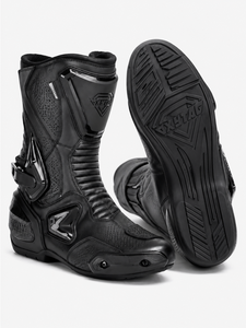 Bottes de moto mi-mollet en cuir véritable imperméables, respirantes, légères, avec fermeture éclair, semelle extérieure en caoutchouc, toutes saisons, noires, vente en gros - Product Image 1