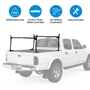 Par de soportes de acero ajustables para camioneta, capacidad de 800 libras, extensibles, sin perforación, accesorios de control de carga para la plataforma de camionetas pickup - Product Image 2