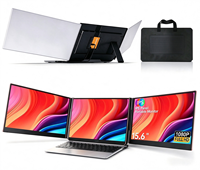 Moniteur portable double FHD 1080P IPS 15,6 pouces, sans pilote requis, haut-parleur intégré avec ports TYPE-C, protection des yeux pour ordinateur portable mobile