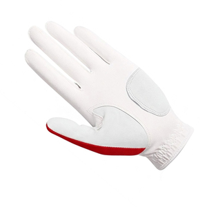 Gant de golf respirant pour droitier, blanc et rouge, en cuir de chèvre, antidérapant, fermeture à enfiler, unisexe, sport - Product Image 3