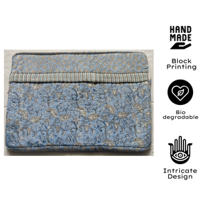 Housse pour ordinateur portable en coton doux imprimée à la main, multi-poches, matelassée, avec fermeture éclair, durable, design unisexe pour un usage quotidien - Product Image 3