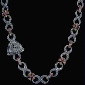 Collar de Cadena Cubana Infinity Bling, Plata 925, Diamante Moissanita, Dos Tonos, Joyería Hip Hop, Regalo para Fiestas - Product Image 1