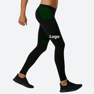 Leggings de compression pour hommes Winton Impex, longueur intégrale, taille élastique, noir et vert patchwork, imprimé par transfert thermique, spandex et polyester - Product Image 1