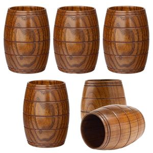 Handmade Wooden Mug Round Shape With Handle Natural Wood Retro Design <b>Tea</b> Coffee <b>Cup</b> for Home Party Camping - Product Image 6