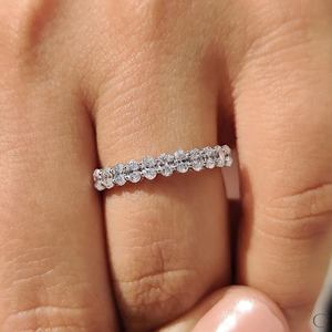Anillo de Eternidad con Diamantes de Moissanita Ovalados, Chapado en Oro Sólido, Anillo de Plata para Mujer, Joyería para Aniversario de Bodas - Product Image 5