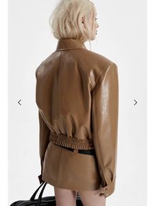 Luxury Women's Motorcycle <b>Jacket</b> & Skirt Set Breathable <b>Leather</b> Look Two-Piece Outfit for Autumn/Winter - Product Image 2