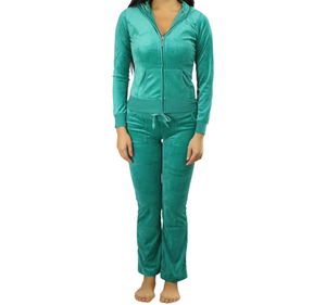 Survêtement 2-en-1 pour femme en polyester respirant et léger, à capuche, manches longues, poches latérales, coupe classique, design décontracté automne, couleur unie - Product Image 1