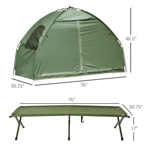 Portable 1-Person Folding Camping Cot with Carry <b>Bag</b> 2-in-1 Elevated <b>Bed</b> Tent for Outdoor Camping - Product Image 2