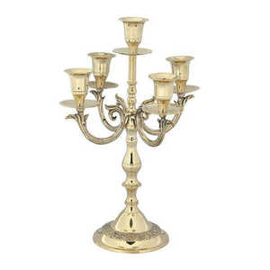 Candelabro de 5 Brazos con Acabado Brillante, Candelabro de Metal Dorado Mate Personalizado para Bodas, Soporte Decorativo de 5 Brazos - Product Image 6