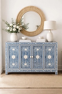 Cajón con Incrustaciones de Hueso de ILAHI, Diseño Moderno con Detalles de Ágata, Mueble Portátil para el Hogar - Product Image 2