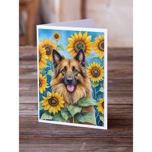 Tervuren belga en girasoles A7 Tarjetas de felicitación Paquete de 8 tarjetas de nota en blanco caprichosas con sobres Tamaño 5x7 - Product Image 2