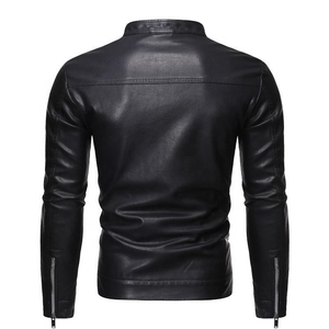 New Design Custom Made Men <b>Leather</b> Winter <b>Jacket</b> Breathable Sheep Fur Collar <b>Long</b> Sleeve Button Genuine Coat Winter <b>Jacket</b> - Product Image 3