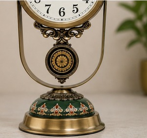 Horloge murale classique de luxe vintage antique, horloge décorative ornementale pour cheminée, mécanique, silencieuse, sonnerie horaire, en métal - Product Image 5