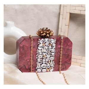 Pochette de soirée moderne de luxe pour femme en résine et cristal, accessoire de mode - Product Image 1