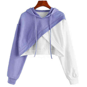 Custom Women Crop Top Hoodie Casual Women's Hoodies & Sweatshirts Long Sleeves <b>Pullover</b> Cropped Hoodie for Woman - Product Image 4