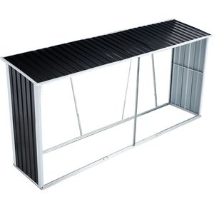Gray Galvanized Steel Firewood Rack <b>Log</b> <b>Holder</b> Outdoor Backyard Garden Patio Porch Shed & Storage for <b>Log</b> Storage Firewood Stand - Product Image 4