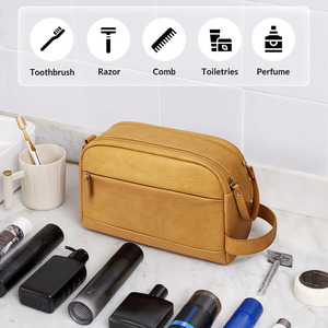 Genuine leather toiletry <b>bag</b> travel <b>wash</b> case providing organization for toiletries and cosmetics for sale in reasonable price - Product Image 3