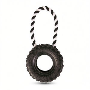 Pneumatico in gomma con corda, diametro 15 cm, giocattolo interattivo per animali domestici - Product Image 2