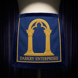 Tablier maçonnique noir personnalisé, brodé argenté, avec symboles des Piliers, pour frères artisans, fournitures de loge maçonnique, fait main - Product Image 5