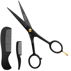 5" Professional Beard and Mustache Scissors for <b>men</b> with 1 Mustache Comb 1 Beard Comb and Soft <b>Pouch</b> Prefect Beard shears - Product Image 6