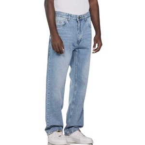 Jean en denim délavé coupe droite ample pour homme, style vintage, respirant, idéal été-automne - Product Image 2