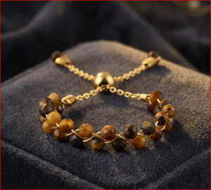 Pulsera de Cuentas de Ojo de Tigre con Piedras Preciosas Facetadas y Cierre de Cadena Dorada - Product Image 6