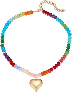 [Necklace-Gold Heart Pendant for <b>Summer</b> Gifting,Natural Stone Jewelry for Women(N004) - Product Image 1