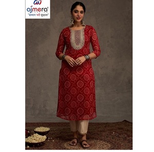Kurti Tradicional Étnico de Diseñador para Mujer, Traje Elegante para Bodas, Fiestas y Oficina, Ajuste Cómodo, Estilo Moderno - Product Image 1