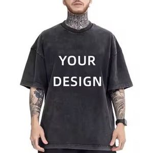 Camiseta Retro OEM 100% Algodón Grueso para Hombre, Talla Grande, Impresión DTG, Logotipo, Lavado Ácido, Estilo Vintage, Personalizada - Product Image 1
