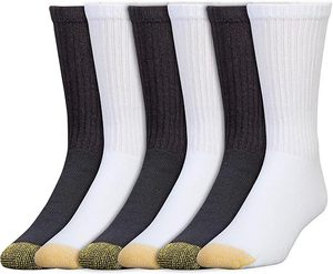 <b>Men</b> <b>White</b> Crew <b>Socks</b> 6 Pairs Breathable Knitted Solid Athletic Cushion <b>Sports</b> <b>Socks</b> - Product Image 3