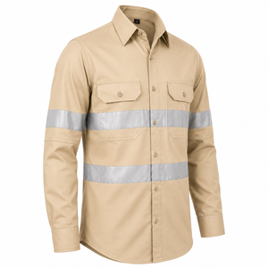 High Quality Men Safety Wear <b>Shirt</b> High Visibility Reflective Bands Button Front Utility Pockets Custom Mining Wear <b>Shirt</b> - Product Image 3