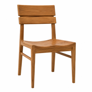 Silla de Comedor Contemporánea de Madera de Teca Sólida, Impermeable y Estable, con Asiento Esculpido y Respaldo de Doble Bloqueo para Uso en Villas y Hoteles - Product Image 1