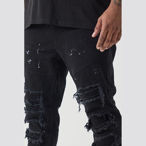 OEM Services Private Último diseño de moda Vintage Pantalones acampanados Pantalones apilados Pintura Denim Hombres Jeans - Product Image 2