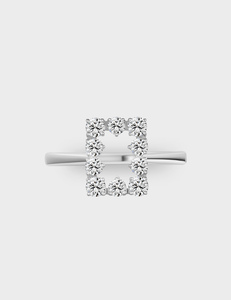 Anillo de Oro de 14K con Diamante Cultivado en Laboratorio de 0.45 CTW, Corte Redondo, Diseño Rectangular Abierto, para Mujer - Product Image 2