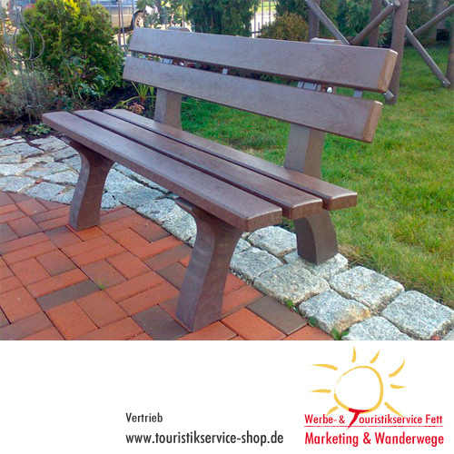 Rheintal 1.50 m Recycled Plastic Patio Bench with Backrest Available in Brown or Brown/Grey
