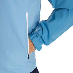 Men's Light Blue Soft Shell <b>Jacket</b> Quarter-Zip Breathable Polyester Outdoor Wear Regular Fit Solid Color with Pockets - Product Image 6