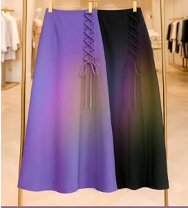 Falda maxi de cintura alta con cordones y degradado para mujer - Product Image 2