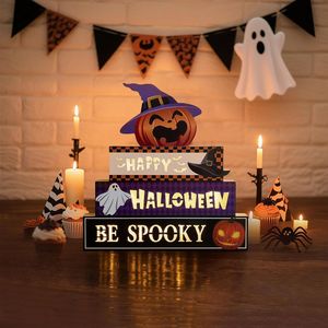 Decorazioni di Halloween per Interni Premium da 9,4 Pollici, Set di Lettere 3D Luminose in Stile Rustico, Alimentate a Batteria con Timer, Blocchi in Legno - Product Image 1