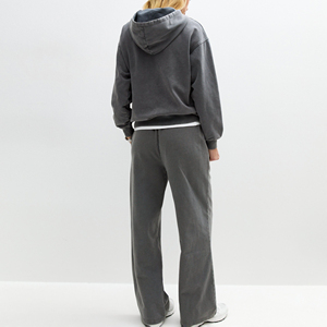 Hot Selling 100% Cotton 400 GSM Heavyweight Oversize Tracksuit Custom Printed Logo Wide Leg <b>Flared</b> <b>Sweatpants</b> and Hoodie Set - Product Image 2