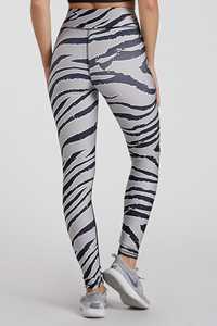 2026 Best High Waist Full Length Zebra Print Yoga <b>Leggings</b> Women Spandex Polyester Elastic Waist Four-Way Stretch <b>Flared</b> Leg - Product Image 4
