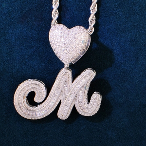 Colgante Hip Hop Iced Out con Letra Inicial Cursiva Personalizada, Diamante Cultivado en Laboratorio, Colgante Unisex de Lujo, Regalo - Product Image 2